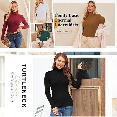 Women's Cozy Soft with Stretch Ribbed Turtleneck Top - Slim Fit Sweater Top