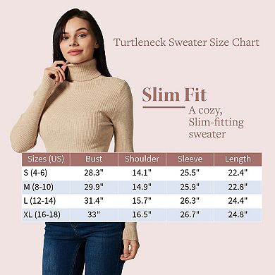 Women's Cozy Soft with Stretch Ribbed Turtleneck Top - Slim Fit Sweater Top
