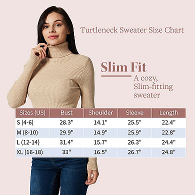 Lightweight Ribbed Turtleneck for Women - Slim Fit