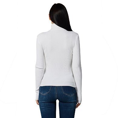 Lightweight Ribbed Turtleneck for Women - Slim Fit