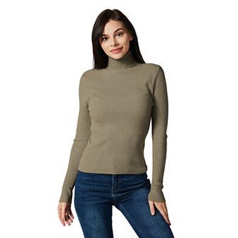 Women's Cozy Soft with Stretch Ribbed Turtleneck Top - Slim Fit Sweater Top