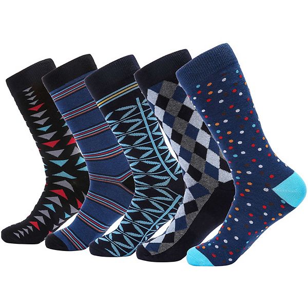 Men's Groovy Designer Dress Socks 5 Pack