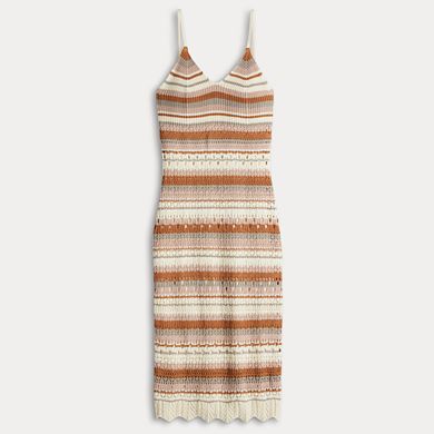 Juniors' Freshman Ombre Striped Crochet Sleeveless V-Neck Dress