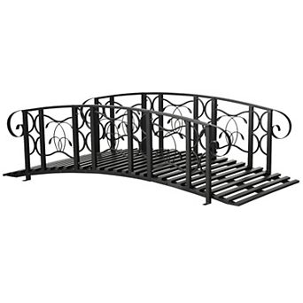 Outsunny 6ft Garden Bridge With 660lbs Capacity Steel Pond Bridge, Black