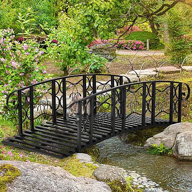Outsunny 6ft Garden Bridge With 660lbs Capacity Steel Pond Bridge, Black