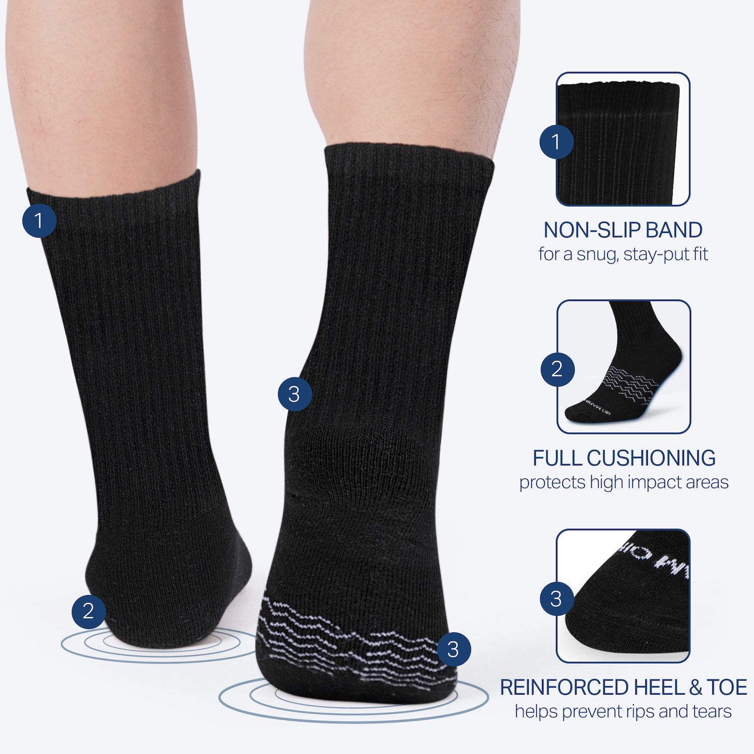 GKX Herren Crew Socken Multi Pack – Baumwolle, Gepolstert, Feuchtigkeitsregulierend Für Arbeit & Sport