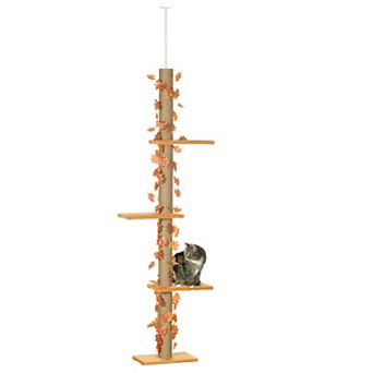 3-level Tall Cat Tree For Indoor Cats With Sisal Scratching Post, Platforms