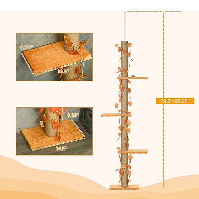 3-level Tall Cat Tree For Indoor Cats With Sisal Scratching Post, Platforms