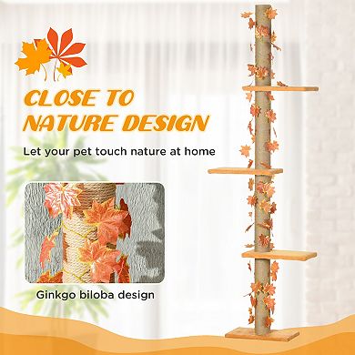 Pawhut Floor to Ceiling Cat Tree with Adjustable Height 80"- 95"