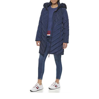 Women's Tommy Hilfiger Faux-Fur Trimmed Puffer Coat