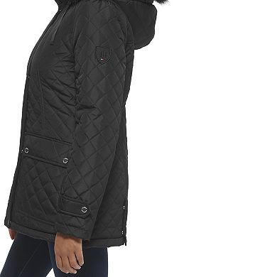 Women's Tommy Hilfiger Diamond Quilt Faux-Fur Trimmed Jacket