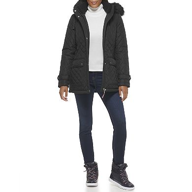 Women's Tommy Hilfiger Diamond Quilt Faux-Fur Trimmed Jacket