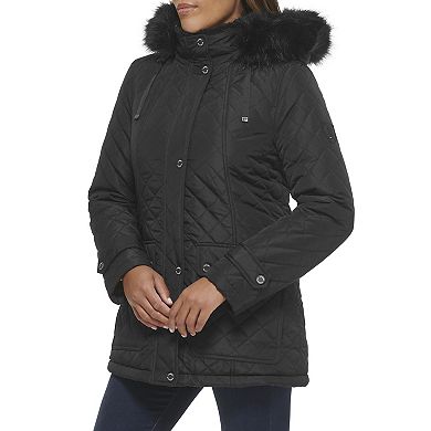 Women's Tommy Hilfiger Diamond Quilt Faux-Fur Trimmed Jacket