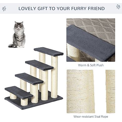 4 Steps Cute Cat Tree For Indoor Cats Dogs For Climbing, Playing, Gray