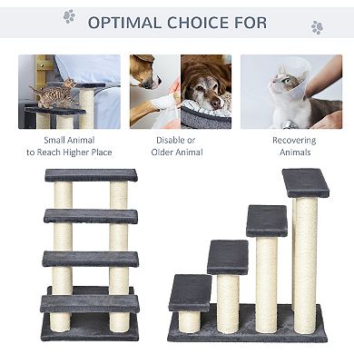 PawHut Cat Tree with 4 Stair Steps for High Beds w/ Sisal Scratching Post