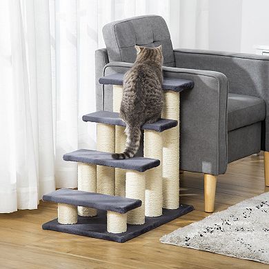 4 Steps Cute Cat Tree For Indoor Cats Dogs For Climbing, Playing, Gray