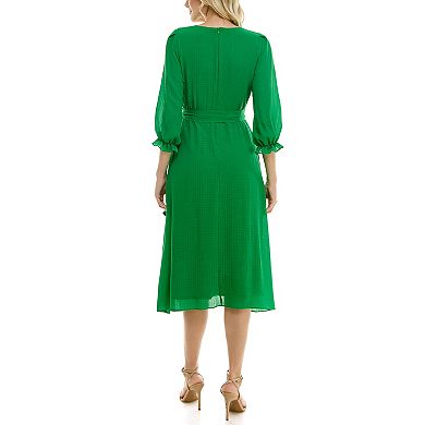 Women's Bleecker 126 Faux Wrap Cascade Ruffle Midi Dress