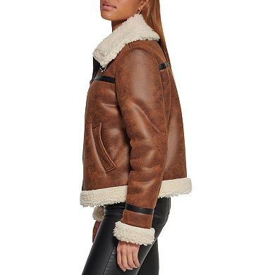 Women's Levi's® Faux-Leather Sherpa-Lined Moto Jacket