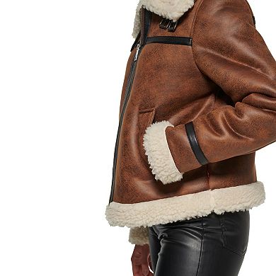 Women's Levi's® Faux-Leather Sherpa-Lined Moto Jacket