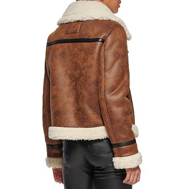 Women's Levi's® Faux-Leather Sherpa-Lined Moto Jacket