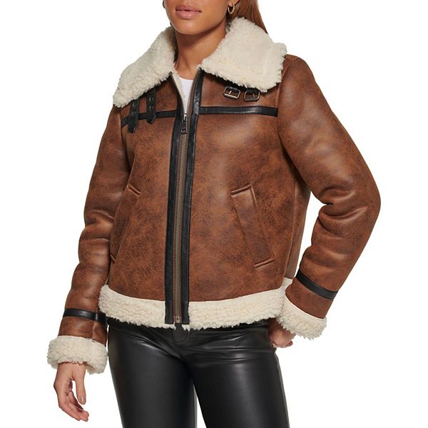 Women's Levi's® Faux-Leather Sherpa-Lined Moto Jacket