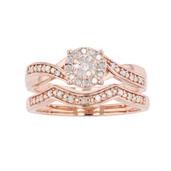 Sterling Silver 1/5 Carat T.W. Diamond Engagement Ring Set