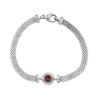 Sterling Silver Mesh Cubic Zirconia Halo Bracelet