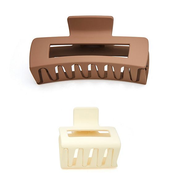 Brown & Tan 2-Pack Small & Large Claw Hair Clip Set