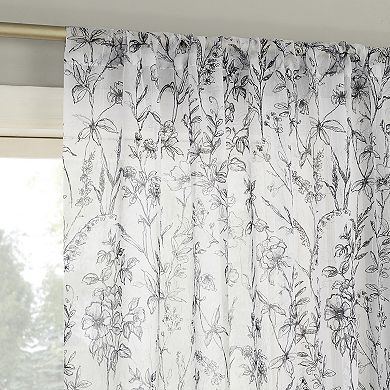 No. 918 Ambree Vintage Floral Sheer Rod Pocket 1 Curtain Panel