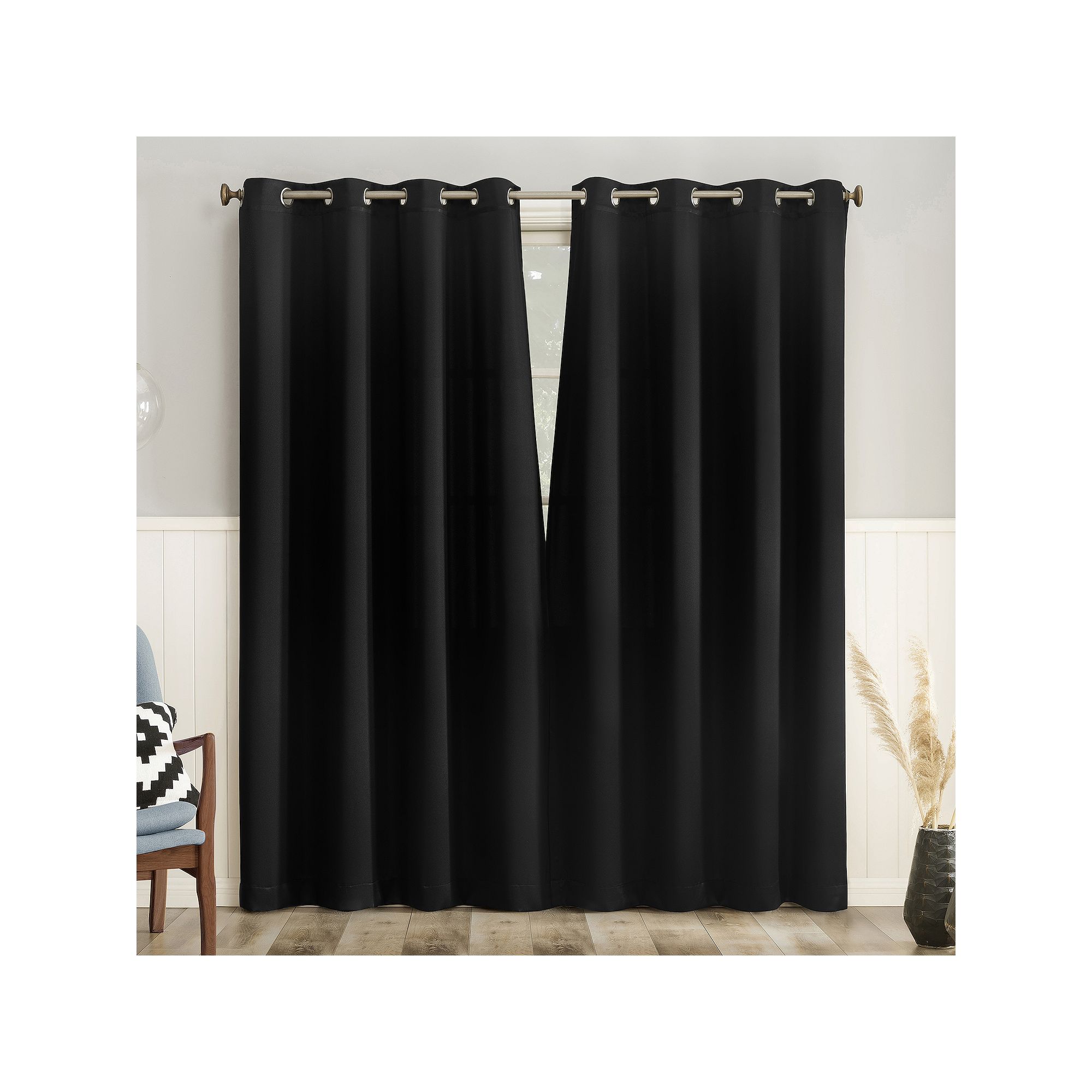No. 918 Brandon Magnetic Closure Grommet Room Darkening 2 Curtain Panels, B