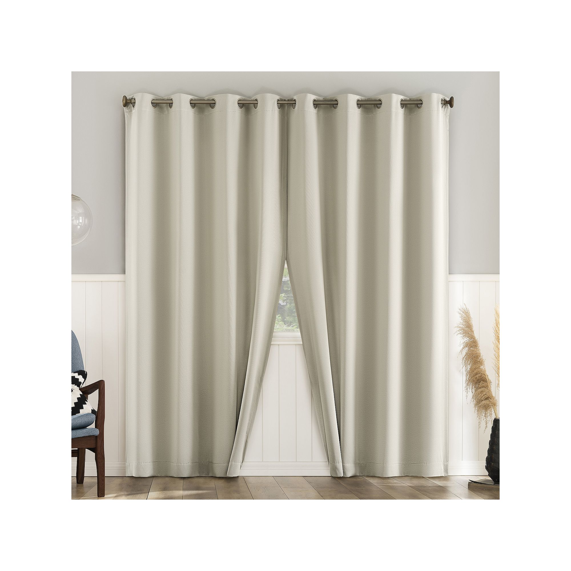 No. 918 Brandon Magnetic Closure Grommet Room Darkening 2 Curtain Panels, I