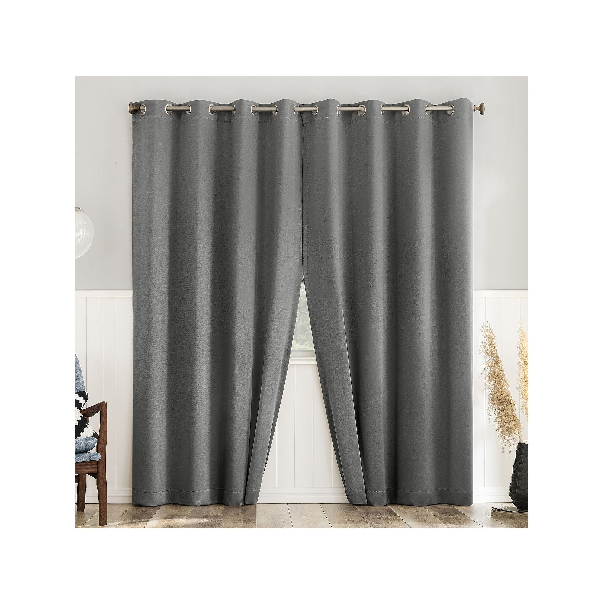 No. 918 Brandon Magnetic Closure Grommet Room Darkening 2 Curtain Panels, G SKU:151907 sku 151907