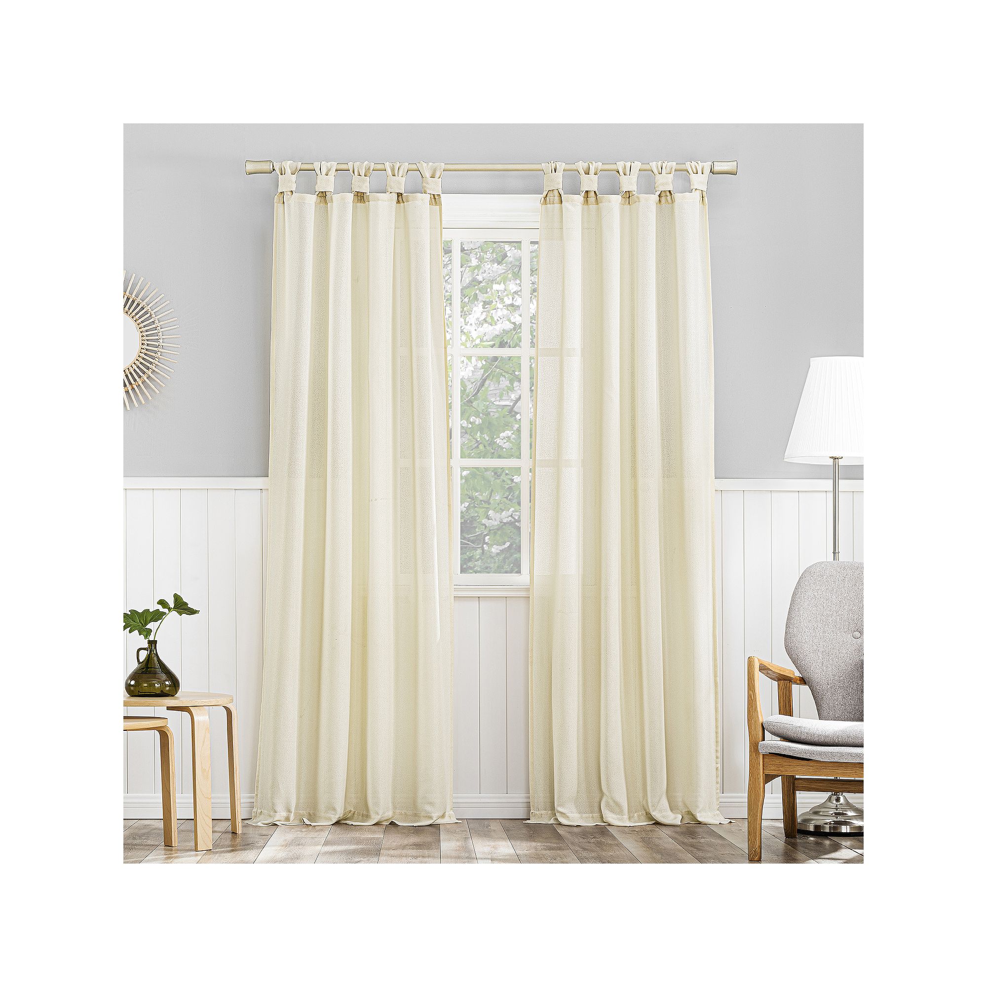 No. 918 Hathaway Semi-Sheer Twist Tab Top 1 Curtain Panel, Ivory