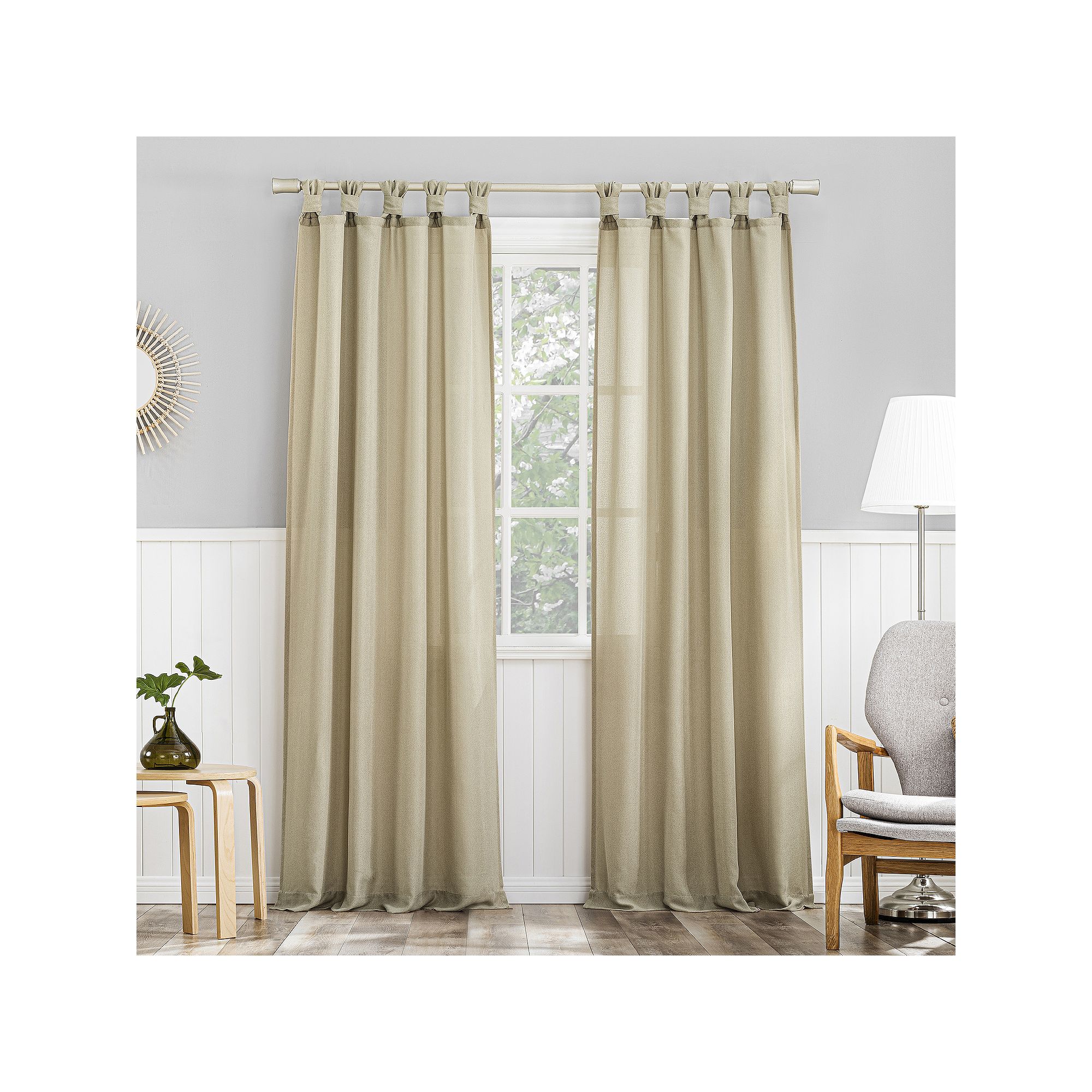 No. 918 Hathaway Semi-Sheer Twist Tab Top 1 Curtain Panel, Brown