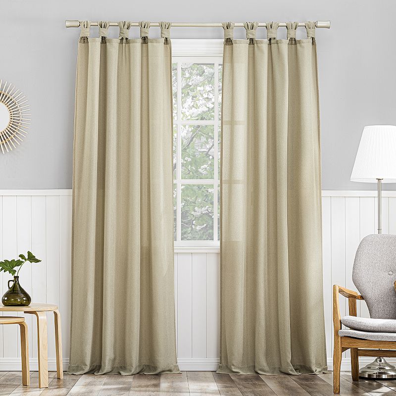 Pack of 2 40"x84" No. 918 Light Filtering Semi-Sheer Hathaway Twist Tab Top Curtain Panel Taupe: Transitional Polyester Drapery
