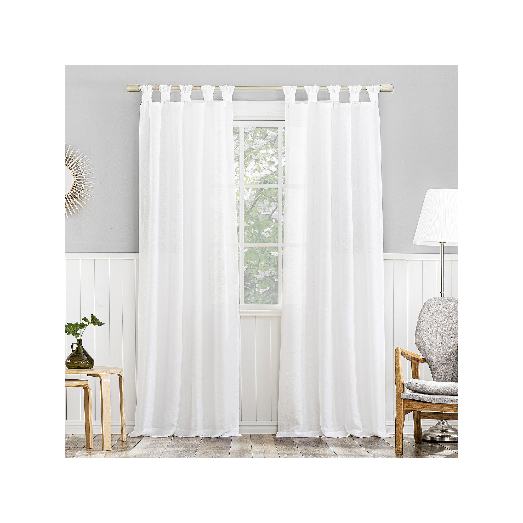 No. 918 Hathaway Semi-Sheer Twist Tab Top 1 Curtain Panel, White