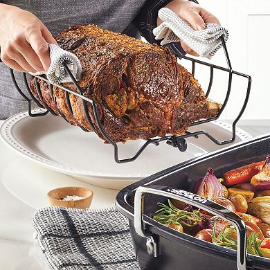 Circulon® Ultra-Lasting Nonstick 13" x 17" Roasting Pan with Easy Serve Rack