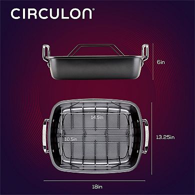 Circulon® Ultra-Lasting Nonstick 13" x 17" Roasting Pan with Easy Serve Rack