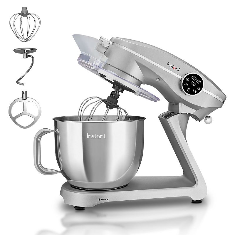 Instant Pot 7.4 qt Stand Mixer  Silver with Mixing Paddle  Dough Hook  Whisk