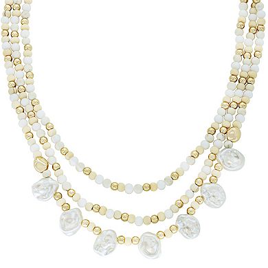 PANNEE BY PANACEA Gold Tone Simulated Pearl Layered Statement Necklace