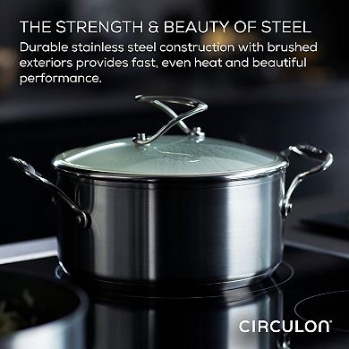 Circulon® Stainless Steel 5-Quart Induction Sauté Pan with Lid and SteelShield Hybrid Stainless and Nonstick Technology