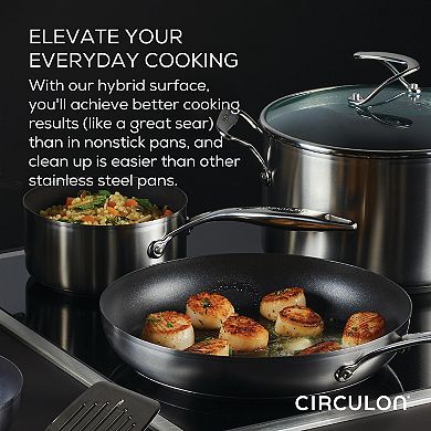 Circulon® Stainless Steel 5-Quart Induction Sauté Pan with Lid and SteelShield Hybrid Stainless and Nonstick Technology