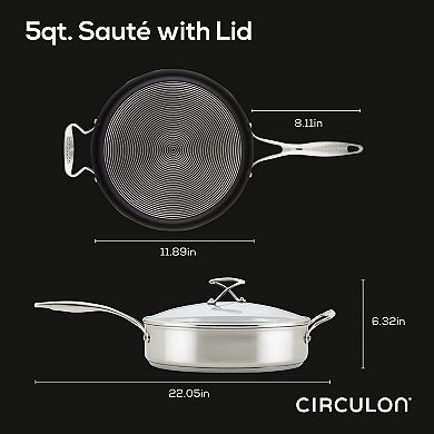 Circulon® Stainless Steel 5-Quart Induction Sauté Pan with Lid and SteelShield Hybrid Stainless and Nonstick Technology