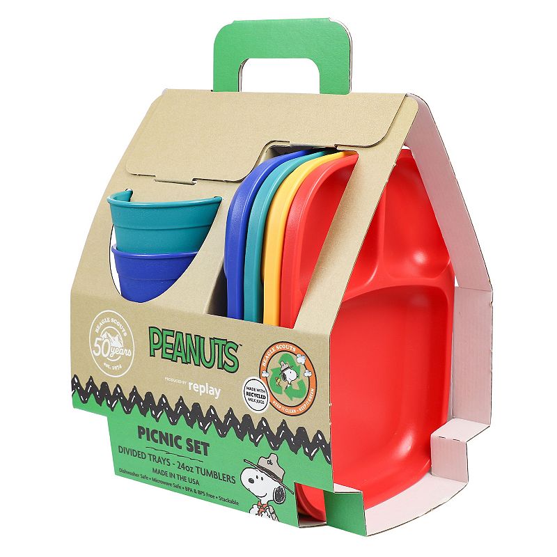 Re-Play Peanuts Beagle Scout Collection Camp Snoopy 8-Piece Picnic Set, Multi