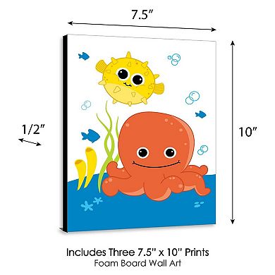 Big Dot of Happiness Under the Sea Critters - Wall Art Decor - 7.5 x 10 in - Set of 3 Prints