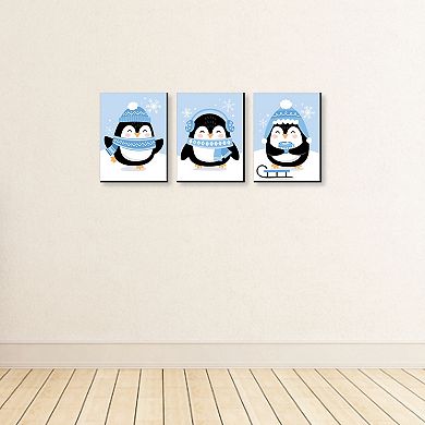 Big Dot of Happiness Winter Penguins Holiday Wall Art & Christmas Home Decor 7.5" x 10" 3 Ct