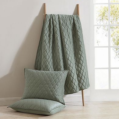 Laura Ashley Solid Diamond Stitch Quilt Set with Shams