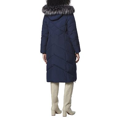 Women's Andrew Marc Marc New York Chevron Quilted Hooded Long Coat