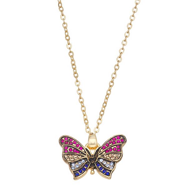 Annabelle Jones Gold Tone Crystal Butterfly Pendant Necklace