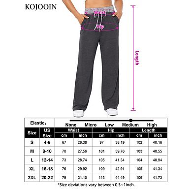 Womens Wide Leg Pants Drawstring Workout Sweat Pants High Waist Pajama Legging With Pockets